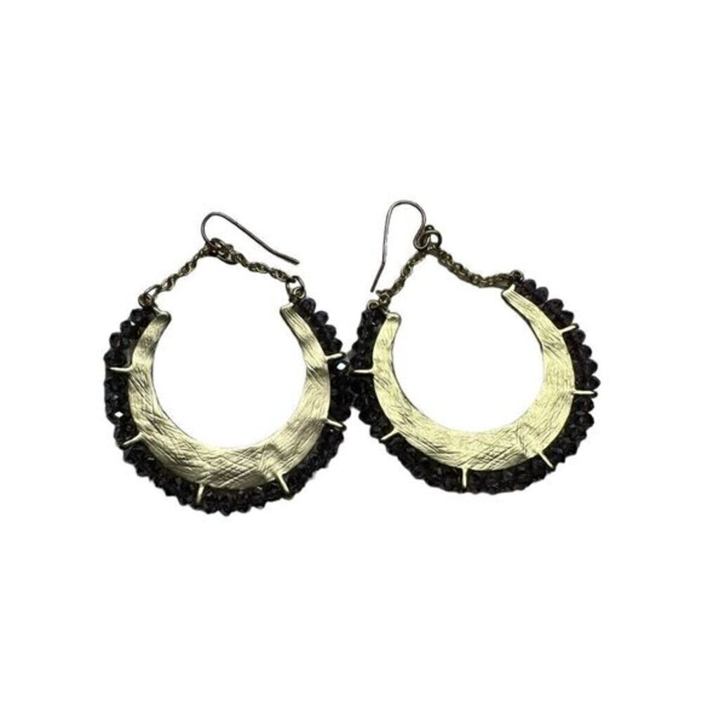 Boho Gold Tone Genuine Amethyst Hoop Earrings – EUC - Picture 5 of 11